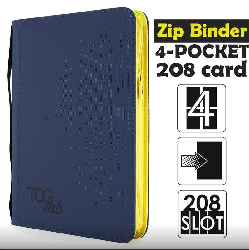 TcgLab 4 Pocket Trading card binder with zipper - 208 Blu - zip Gialla