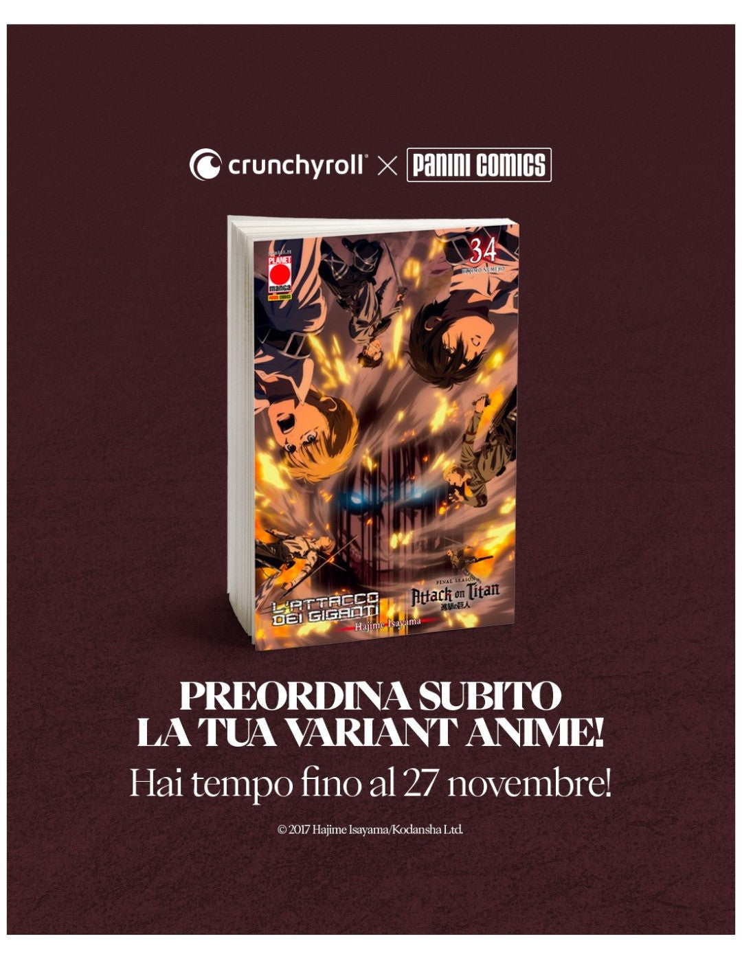 L`Attacco Dei Giganti 34 Variant Anime