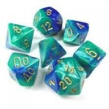 Set Di Dadi Gemini Blu Teal/Oro