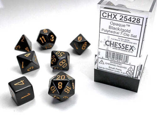 Set Di Dadi Opachi Nero Oro 25428