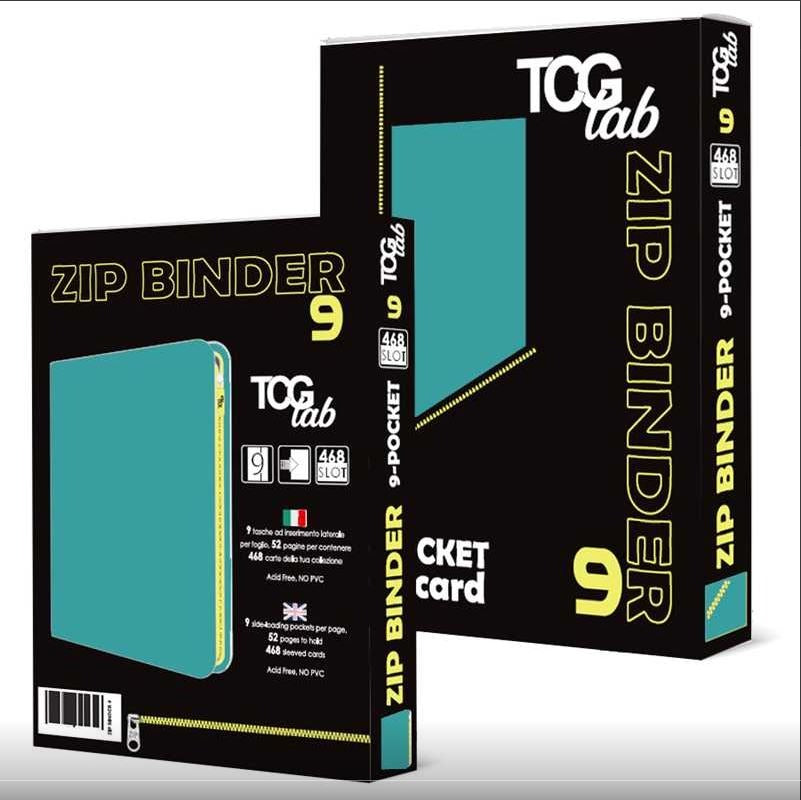 TcgLab 9-Pocket Trading card binder with zipper - 468 celeste - zip gialla