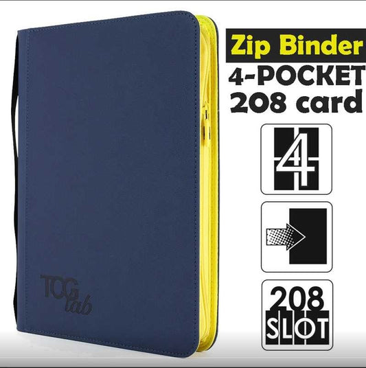 TcgLab 4 Pocket Trading card binder with zipper - 208 Blu - zip Gialla