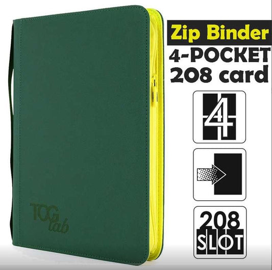 TcgLab 4-Pocket Trading card binder with zipper - 208 Verde - zip Gialla