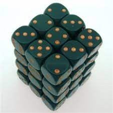 Set 36 Dadi D6 (12 Mm) Opachi Green