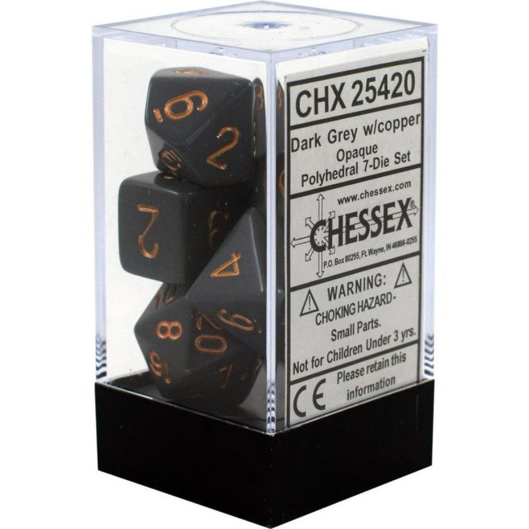 chx 25420 - set di dadi opachi Grigio Scuro