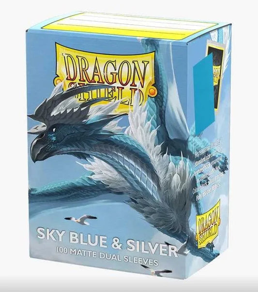 Dragon Shield - Matte Dual Sleeves Sky Blue & Silver (100 Bustine)