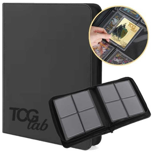 TcgLab - Raccoglitore Premium per Toploader a 4 Tasche (112 Toploader) - Colore Nero