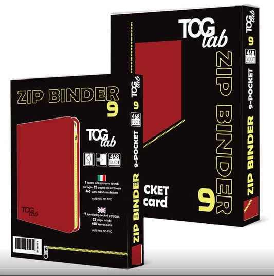 TcgLab 9 Pocket Trading card binder with zipper - 468 rosso - zip gialla