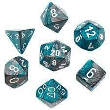 Set Di Dadi Gemini Acciaio-Teal/Bianco